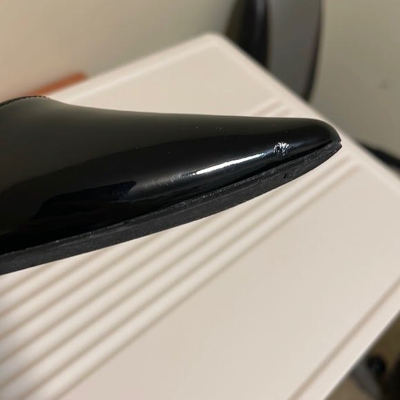 Black Faux Vegan Leather Low Heel Pointed Stilettos - Picture 11 of 12